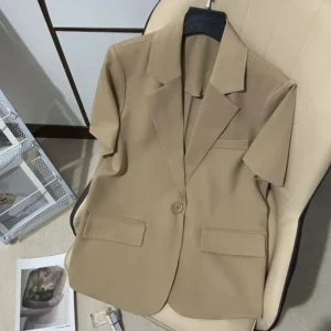 Clothing White 2024 Sleeve Summer Korean Style Blazer and Shorts Suit for Woman Kit Women's Short Pants Sets Complete Two Pieces