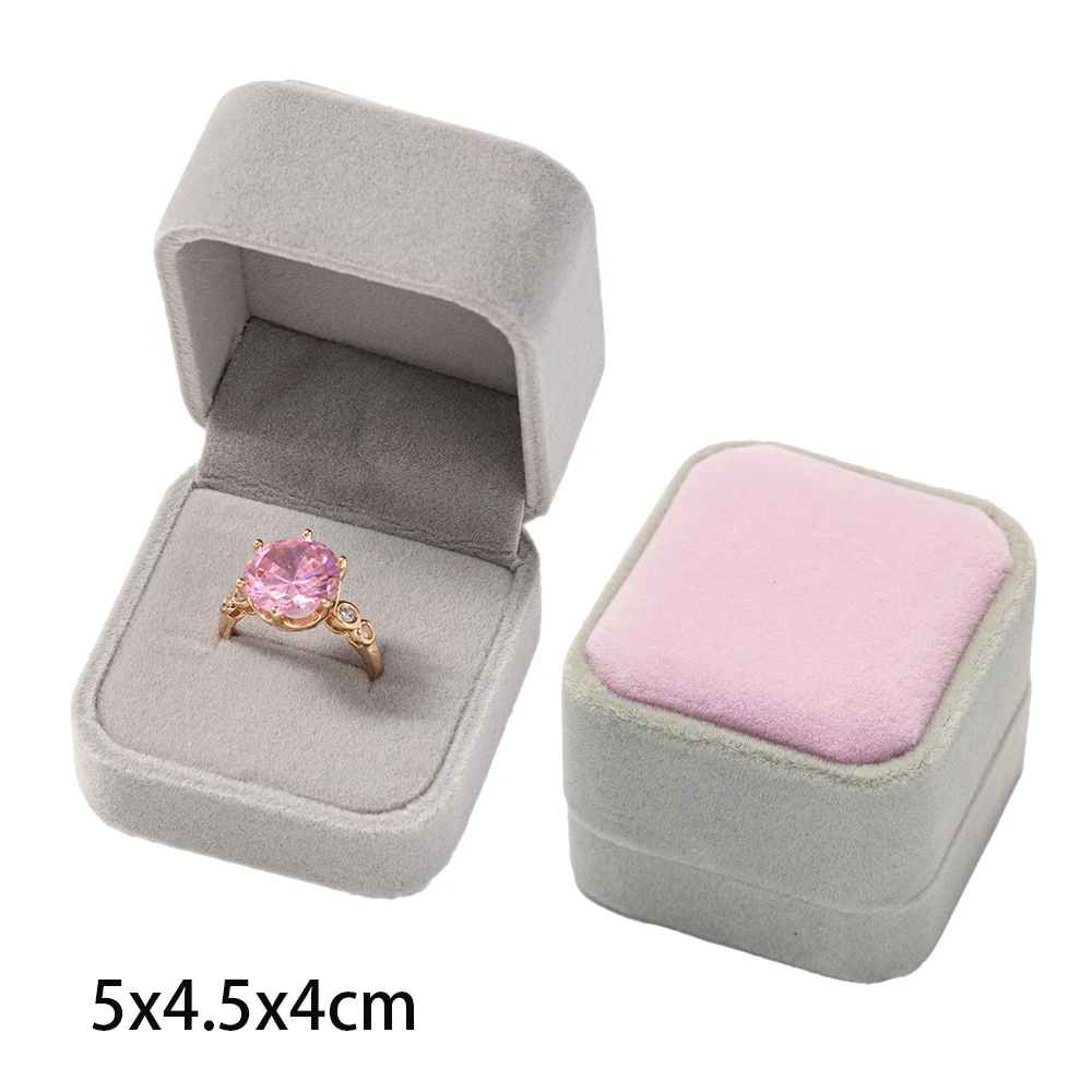 Square Engagement Velvet Earring Ring Packaging Box Jewelry Organizer Valentine Day Gift Case Ring Display Storage Wholesale - Image 20