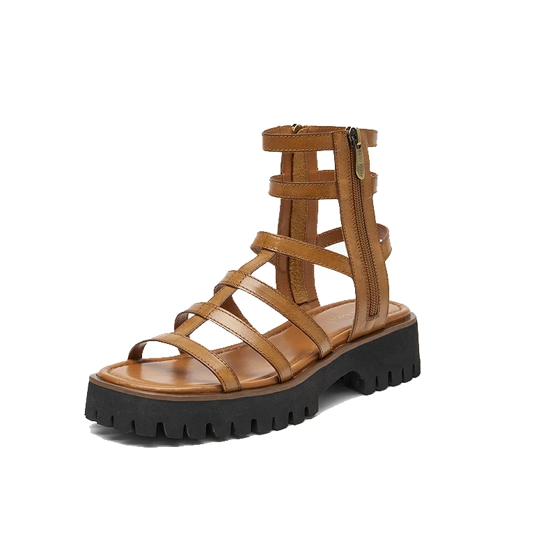 BeauToday Gladiator Sandals Women Genuine Leather Round Toe Ankle Metal Buckle Platform Summer Ladies Shoes Handmade 38215 - Image 8