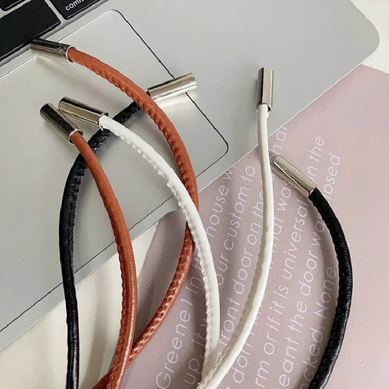 New Round Leather Rope Thin Belt Women Fashion Decorative Knotted Waist Rope Simple Self-Tie Skirt Coat Waist Belts Strap - Image 5