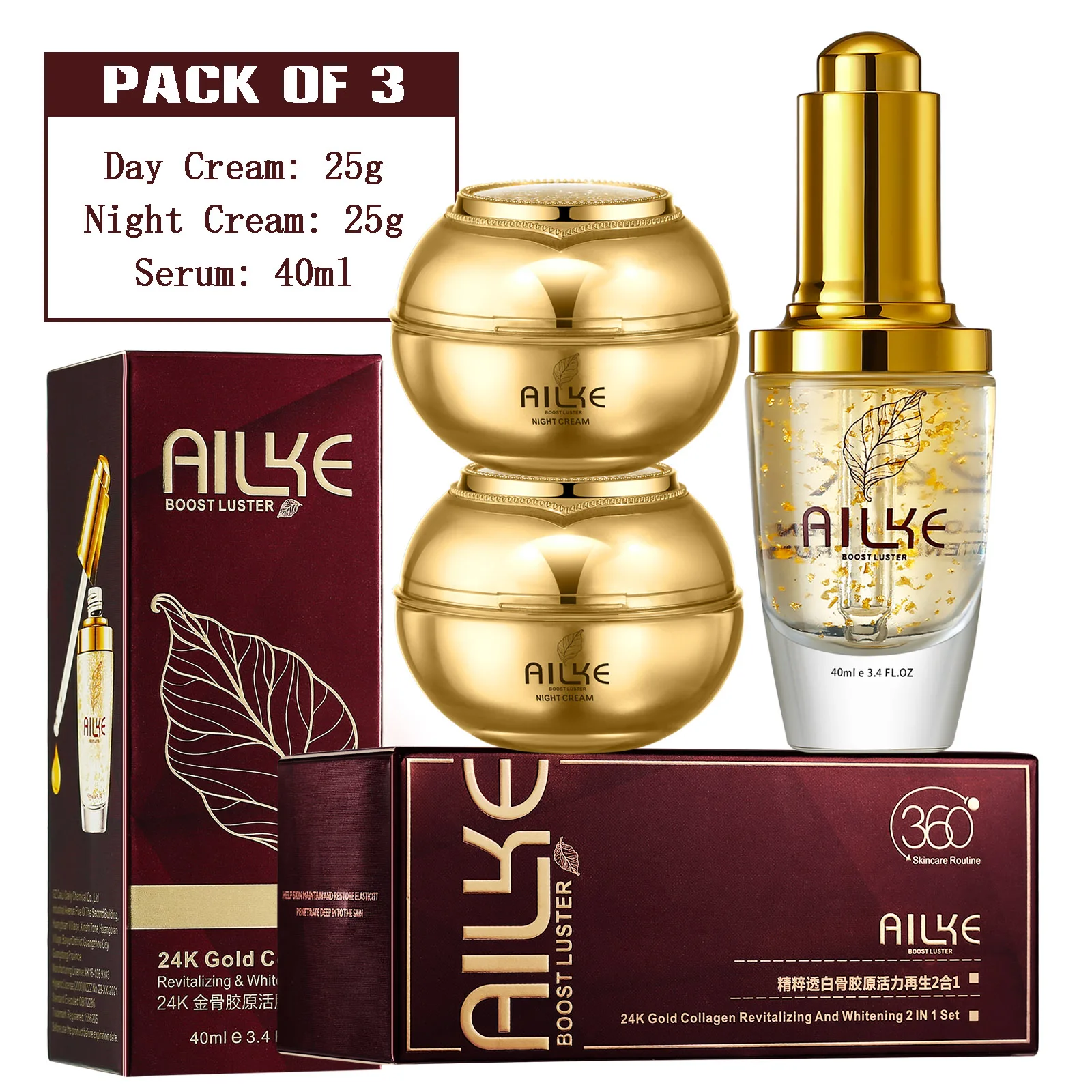AILKE Whitening Face Care Set, Moisturizing, Brightening, With Collagen Vitamin C, Even Skin Tone, Suitable for Men and Women - Image 11