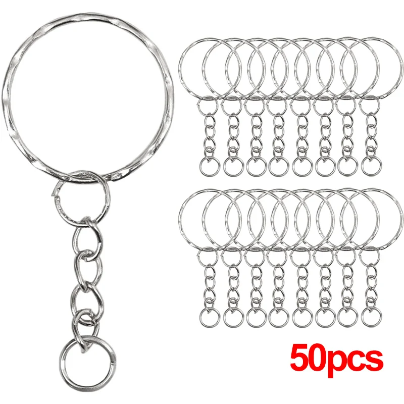 20/100pcs Metal Blank Keyring Keychain Split Rings Keyfob Key Rings Lobster Clasp Key Chain Key Pendant Stainless Steel Rings - Image 11