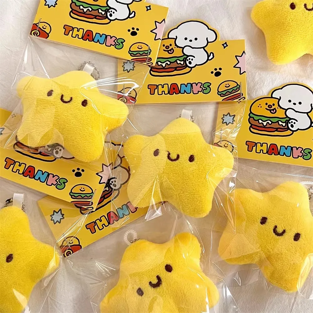 Cute Stars Plush Toy Keychain Girls Fluffy Soft Cute Backpack Bag Pendant Practical Mini Yellow Keychain Charms Keychains Gifts - Image 8