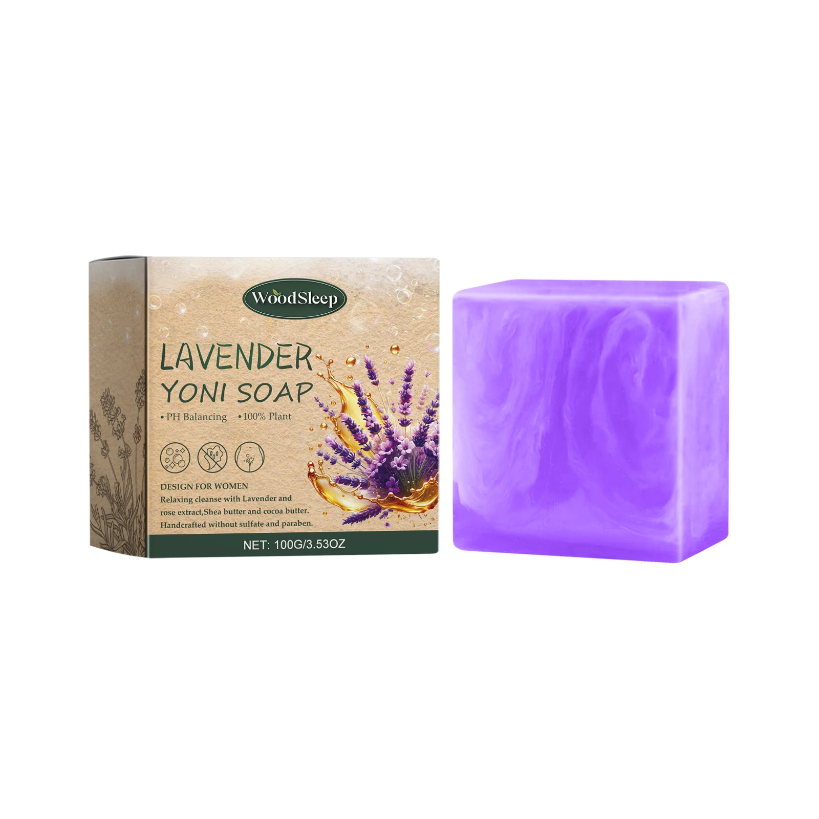 Lavender Yoni Soap Relieves Eliminate Unpleasant Odors Cleansing Moisturizing Oil Control 100g Lavender Flavored Body Care Soap - Image 7