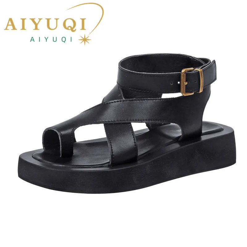 AIYUQI Sandals Women Genuine Leather 2025 Summer New Clip Toe Sandals Ladies Roman Women Shoes Muffin Sandals WHS MTO - Image 10