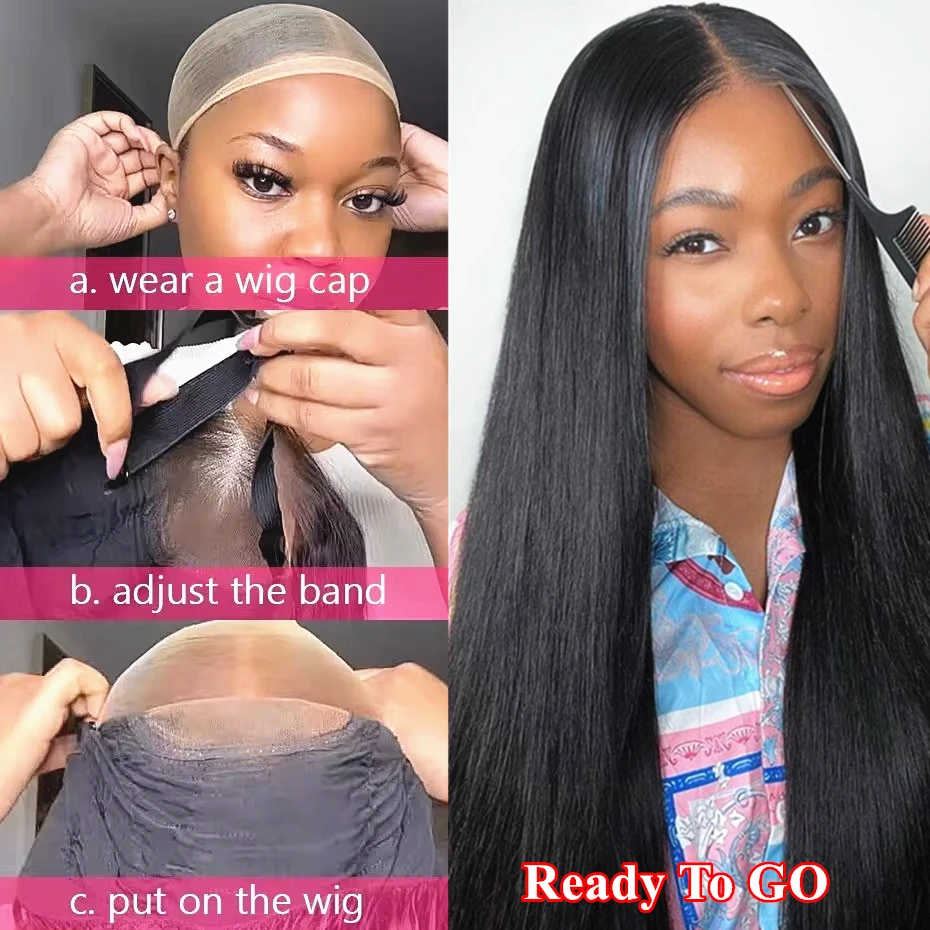 Glueless Wear and Go Bone Straight Lace Front Wigs 4x4 5x5 Pre-Cut Lace Wig Human Hair Ready To Wear Lace Closure Wig For Women - Image 5