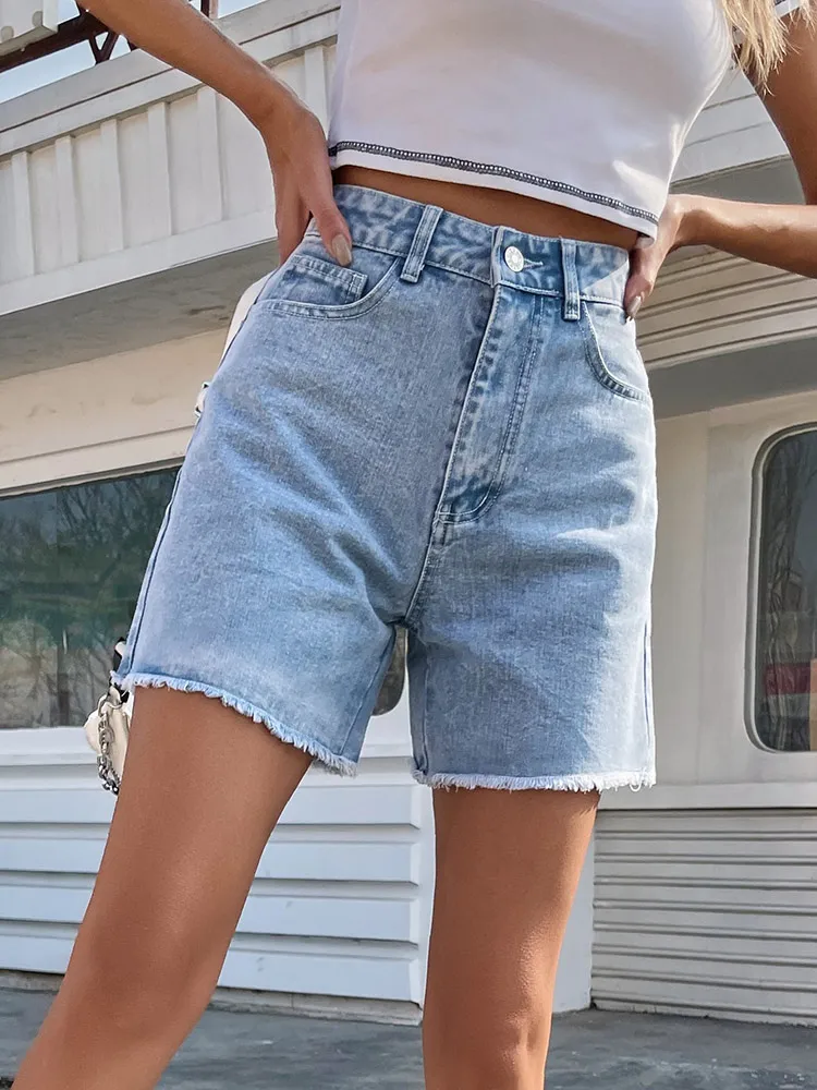 Streamgirl Blue Women's Denim Shorts Summer High Waist Casual Chic Loose Jean Shorts For Women Summer 2025 Denim Short Femme - Image 7
