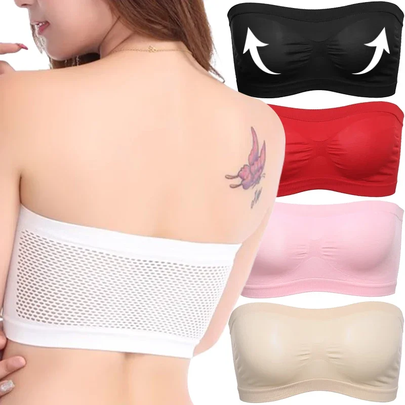 Women Sexy Lingerie Lace Seamless Tube Top Breathable Strapless Bandeau Bra Underwear Without Pad Sleep Underwear Sports Bra - Image 2