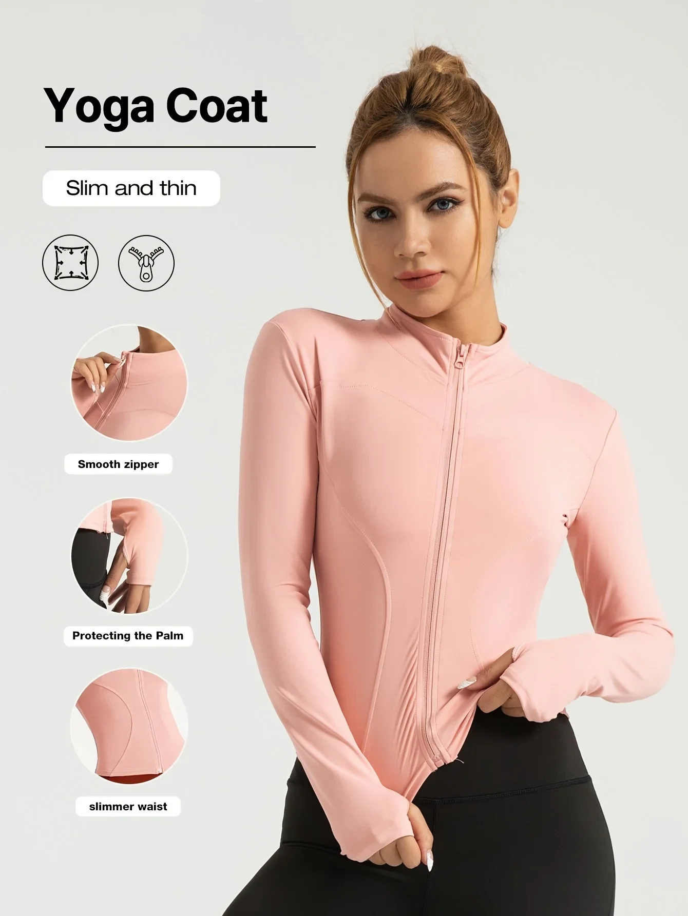 Seamless Sports Outerwear Yoga Coat Cropped Jacket for Gym Running High Waisted Moisture Wicking Workout Top with Coat Women - Image 9