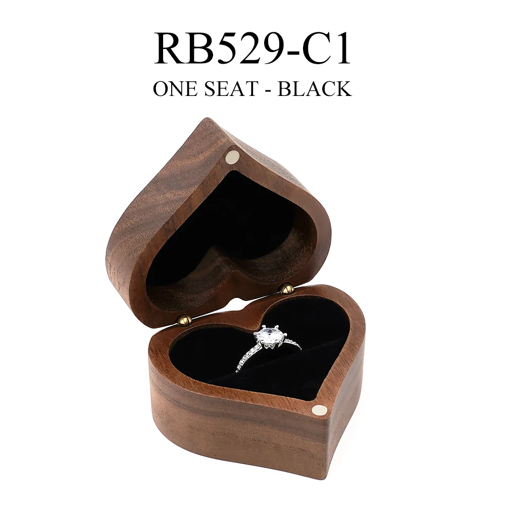 Heart-shaped Wooden Jewelry Box Proposed Jewellery Gift Case Wedding Display Jewelry Storage Organizer Earring Ring Necklace Box - Image 11