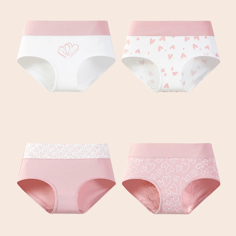Plus Size 4Pcs Women Panties High Waist Underwear Fashion Print Girls Briefs Breathable Cotton Panty Soft Female Lingerie M-6XL - Image 3