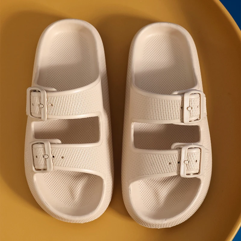 2023 New Adjustable Slippers Thick Sole Slippers Double Buckle Home Bathroom Anti Slip Cloud Slippers Women Outdoor Beach Slides - Image 10