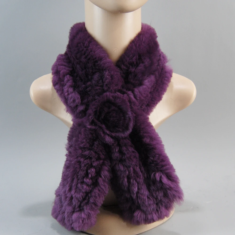 New Style Hand Knitted Real Natural Rex Rabbit Fur Scarf Women Winter Warm Rex Rabbit Fur Scarves Lady Soft Real Fur Neckerchief - Image 31