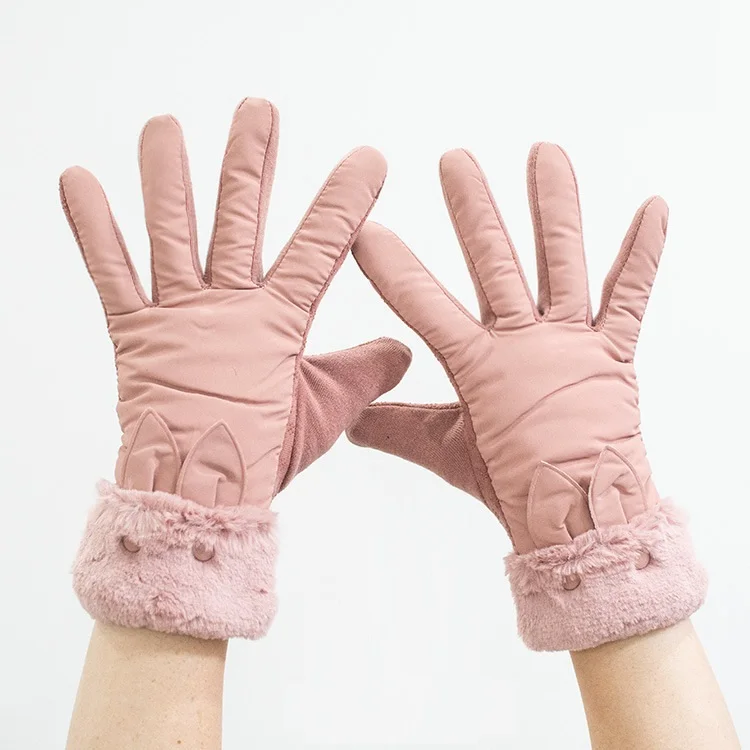 Winter Female Cashmere Warm Suede Leather Cycling Mittens Double Thick Velvet Plush Wrist Women Touch Screen Driving Gloves - Image 13