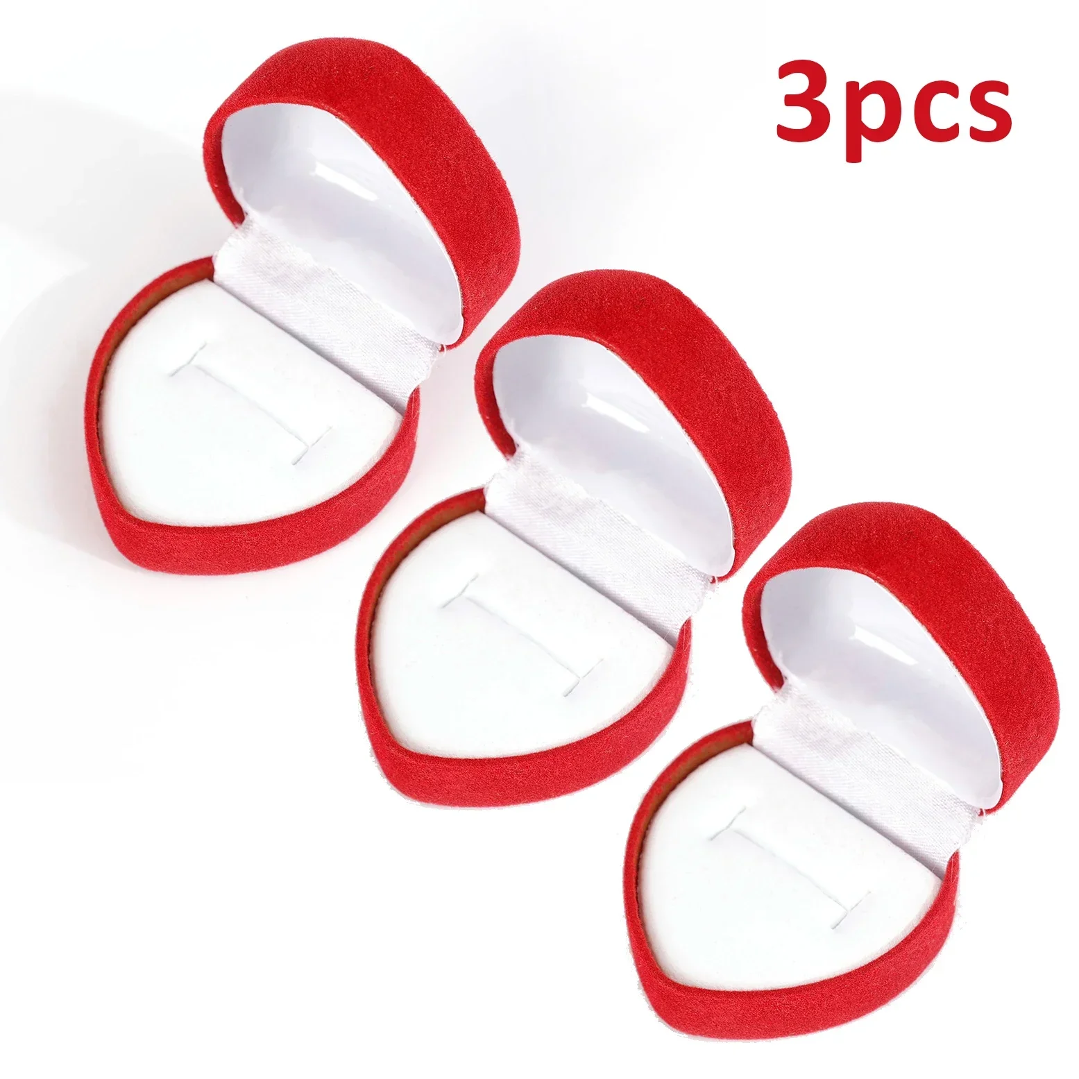 Flocking Red Heart Shape Ring Boxes Jewelry Earrings Display Cases Holder Gift Box Wedding Ring Box Counter Packaging Rings - Image 8