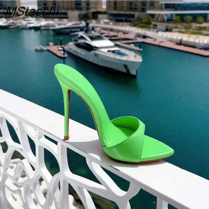Super-high Heel Slippers Women Shoes Summer Peep Toe Mixed Colors Stiletto Sandals Sexy Party Ladies Shoes Luxury Woman Pumps - Image 2