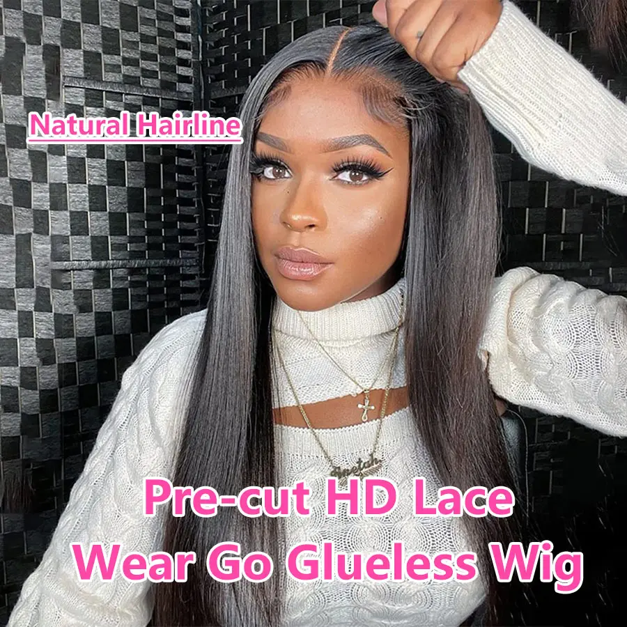 Glueless Wear and Go Bone Straight Lace Front Wigs 4x4 5x5 Pre-Cut Lace Wig Human Hair Ready To Wear Lace Closure Wig For Women - Image 4