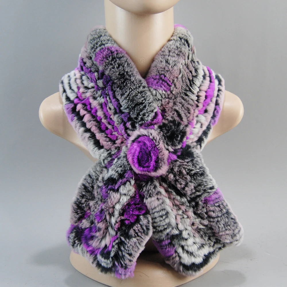 New Style Hand Knitted Real Natural Rex Rabbit Fur Scarf Women Winter Warm Rex Rabbit Fur Scarves Lady Soft Real Fur Neckerchief - Image 11