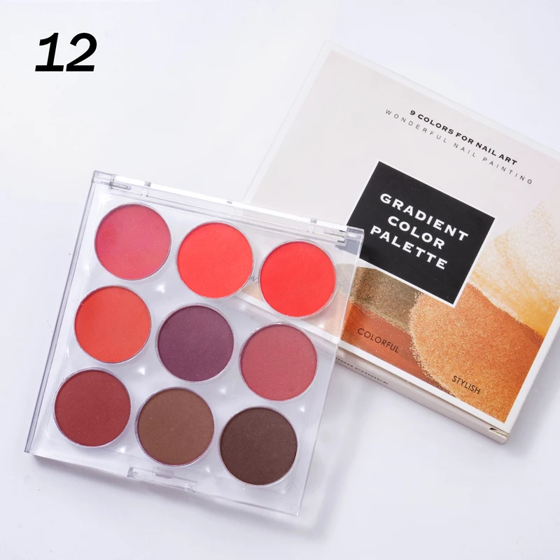 HNDO New Spring Summer 9 in 1 Case Solid Powder Gradient Powder Nail Glitter for Nail Art Decor Manicure Design Pigment Dust - Image 8