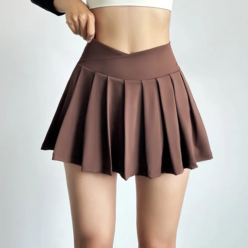 Sports short skirt women summer anti-walk yoga pants running fitness clothes quick dry breathable high waist pleated skirt
