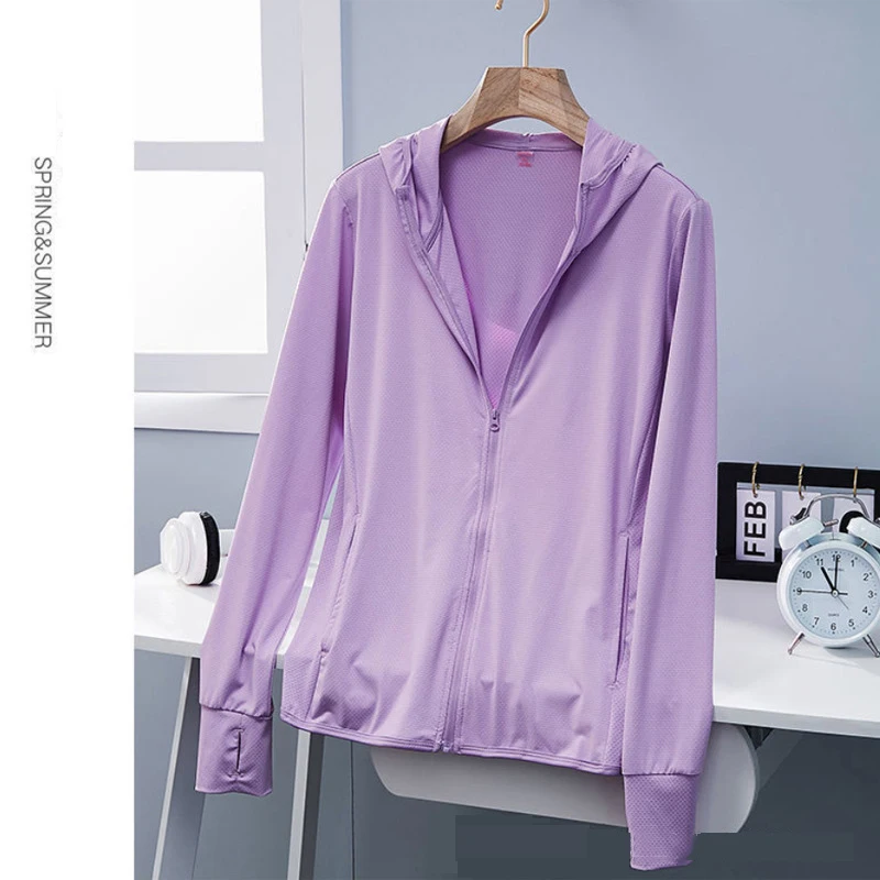 UPF50+ Sun Protection jacket women Ice Silk Hooded Coat for Summer Air Conditioning Clothing Breathable Solid Color - Image 10