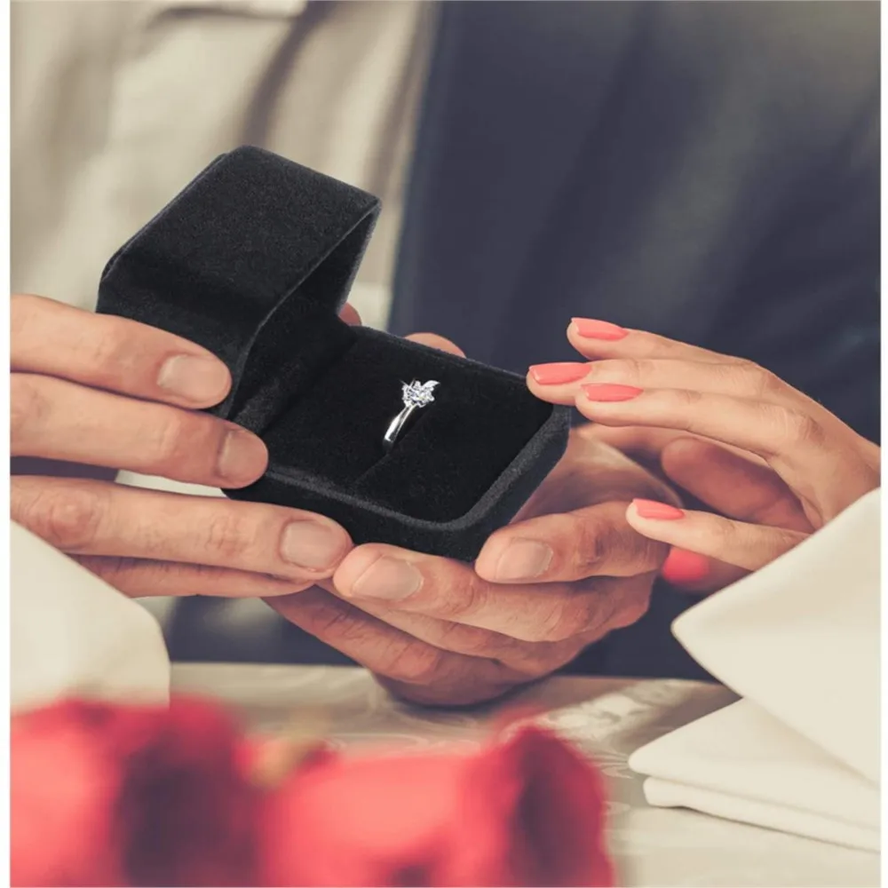 Square Engagement Velvet Earring Ring Packaging Box Jewelry Organizer Valentine Day Gift Case Ring Display Storage Wholesale - Image 4