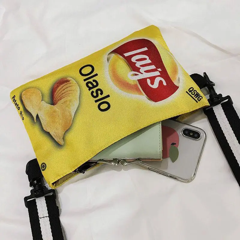 Potato Chip Snack Pattern Crossbody Bag, Women's Version Small Single Shoulder Bag, Funny Envelope Bag for Women Girls Phone Bag - Image 3