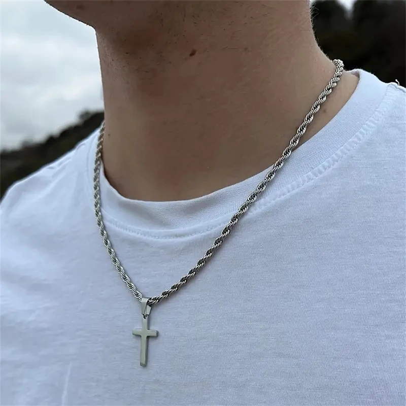 New Stainless Steel Cross Pendant Necklace for Men Women Minimalist Gold Color Jewelry Male Female Necklaces Chokers Gifts 2024 - Image 5