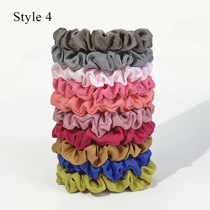 10-Piece Women's Pure Color Satin Large Scrunchie Daily Simple Rubber Hair Bands Set Skinny Ponytail Holder Hair Accessories - Image 15