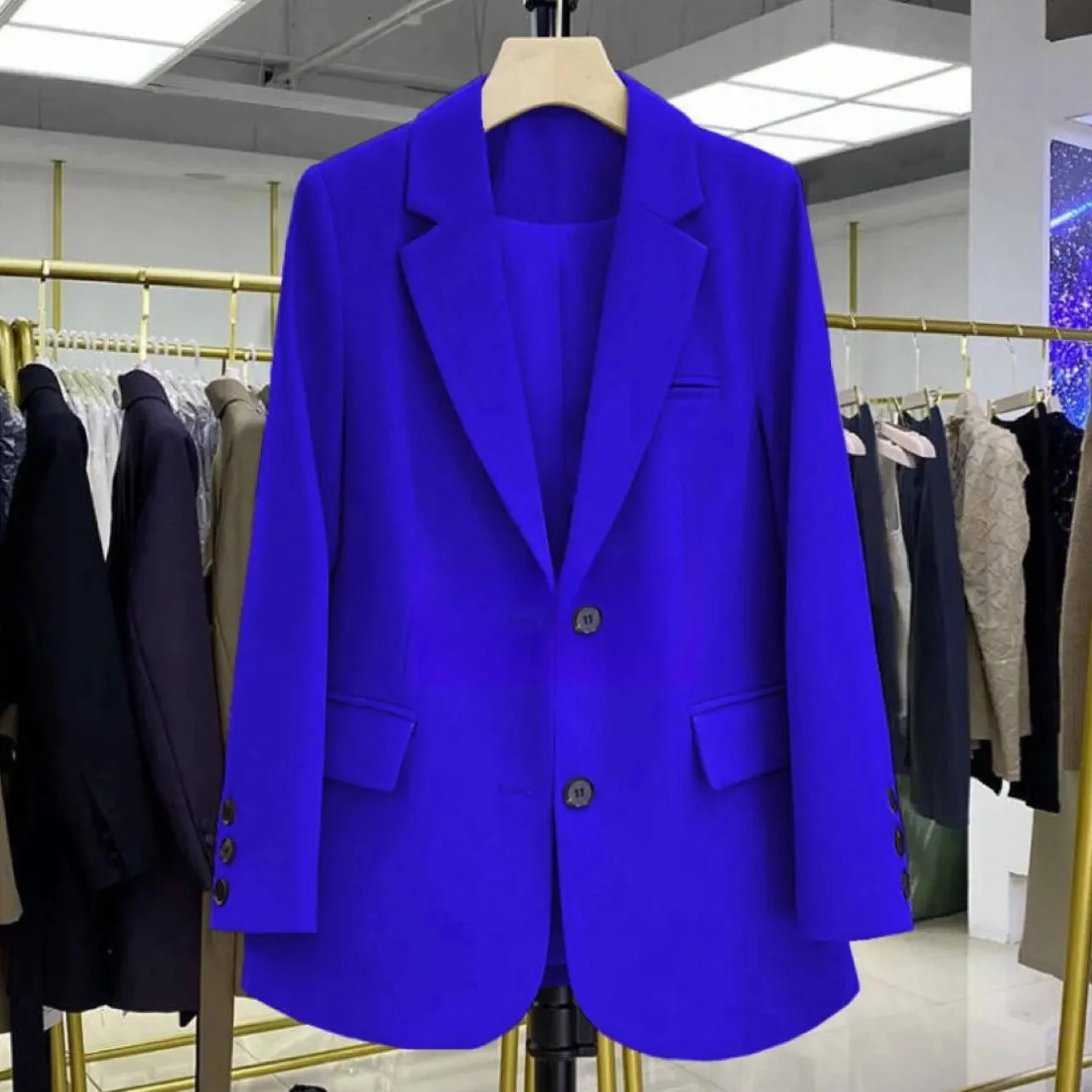 2024 New Red Suit Coat Women's Korean Style Loose Single Breasted Blazers Office Female Temperament Blazers Jacket Outwear Tops - Image 3