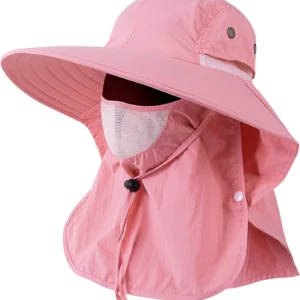 Mens Women Fishing Hat UPF 50+ Wide Brim Sun Hat with Face Cover & Neck Flap