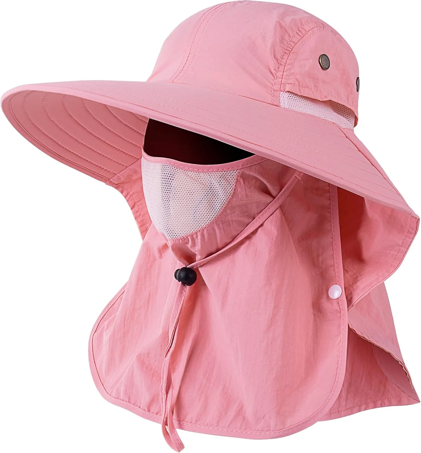 Mens Women Fishing Hat UPF 50+ Wide Brim Sun Hat with Face Cover & Neck Flap