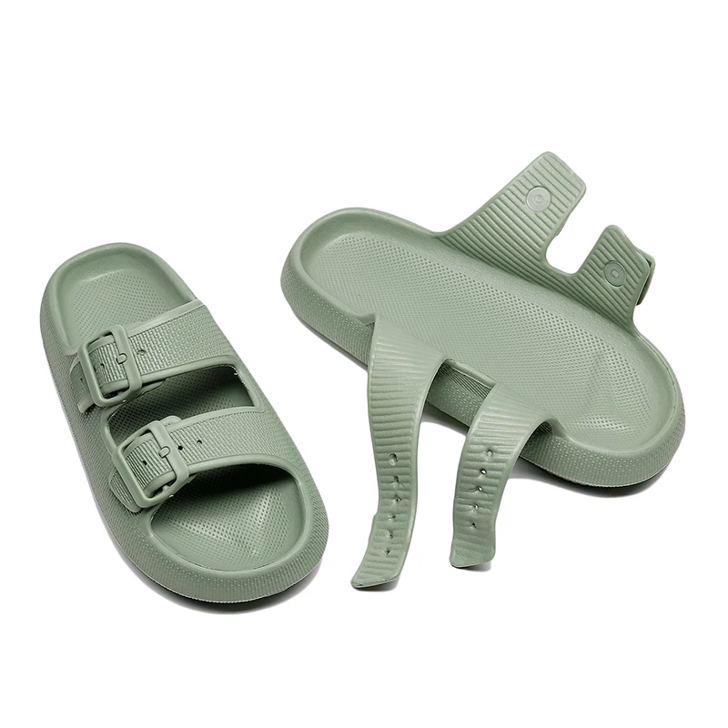 2023 New Adjustable Slippers Thick Sole Slippers Double Buckle Home Bathroom Anti Slip Cloud Slippers Women Outdoor Beach Slides - Image 4