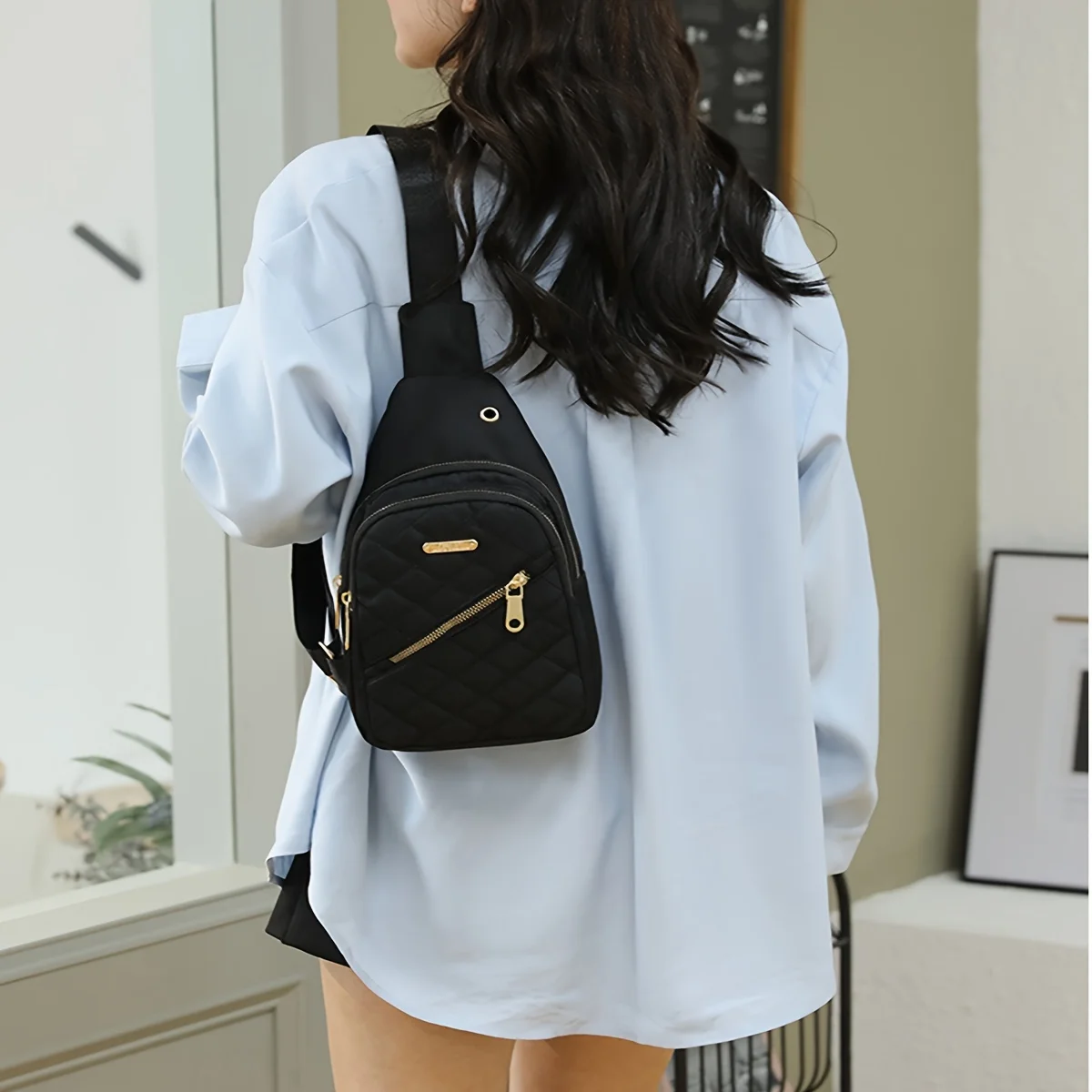 Breast bag women casual fashion nylon fabric bag lightweight crossbody bag women's backpack - Image 5