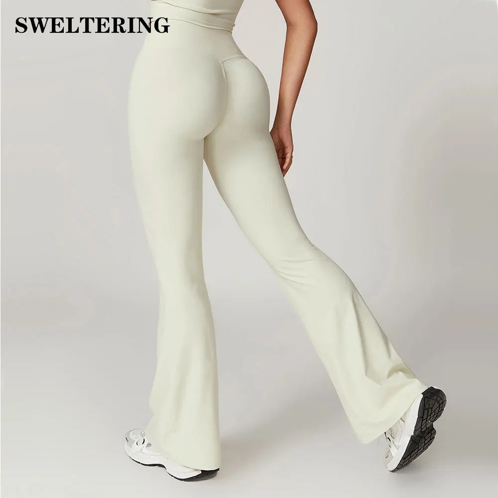 Belly Pants For Women Fitness Sport Bell Bottomed Leggings High Waist Elastic Yoga Leggings Gym Jogging Quick Dry Push Up Tights