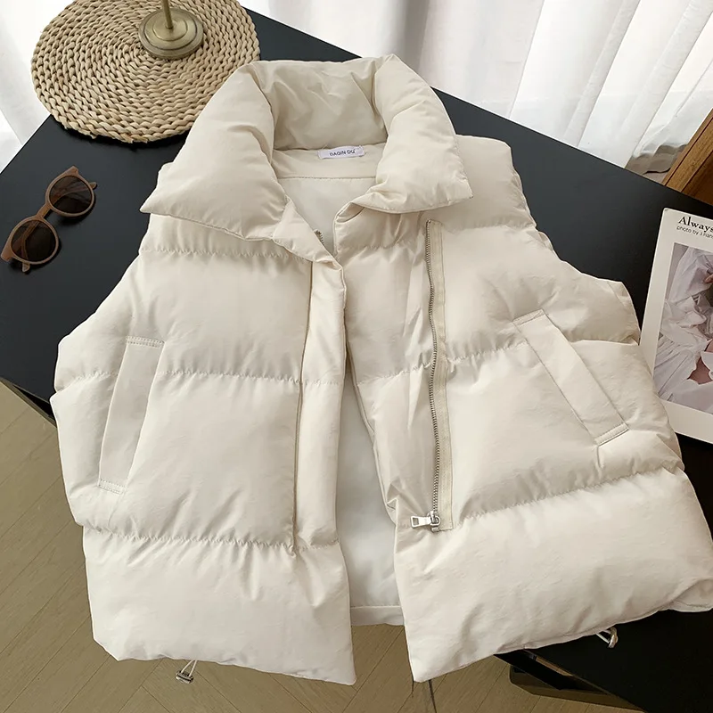 Women Fashion Autumn New 2024 Stand Collar Elegant Down Coats Warm Outerwear Casual Belt Sleeveless Winter Women Vests Jackets - Image 7
