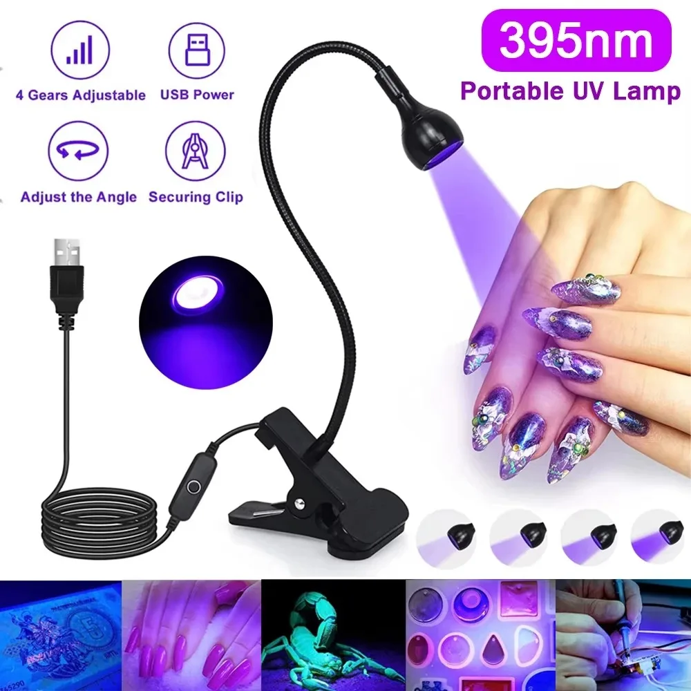 Nail Dryer Light UV Nail lamp 395nm Wavelength Clip-on Desk Mini USB For Gel Nails ongle Manicure Salon Tools