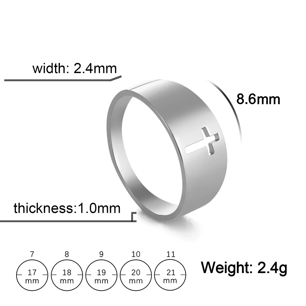 COOLTIME Gothic Cross Couple Rings Stainless Steel Silver Color Jesus Cross Finger Ring for Men Women Punk Jewelry Wedding Gift - Image 7