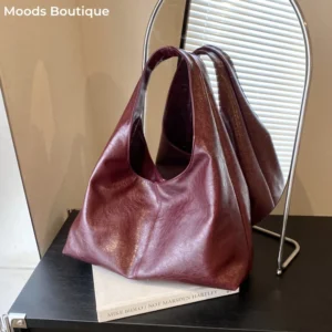 MOODS Retro Shoulder Bags For Women Soft PU Leather Pure Color Underarm Hobo Bag Big Capacity Shopper Totes 2024 Luxury Handbags