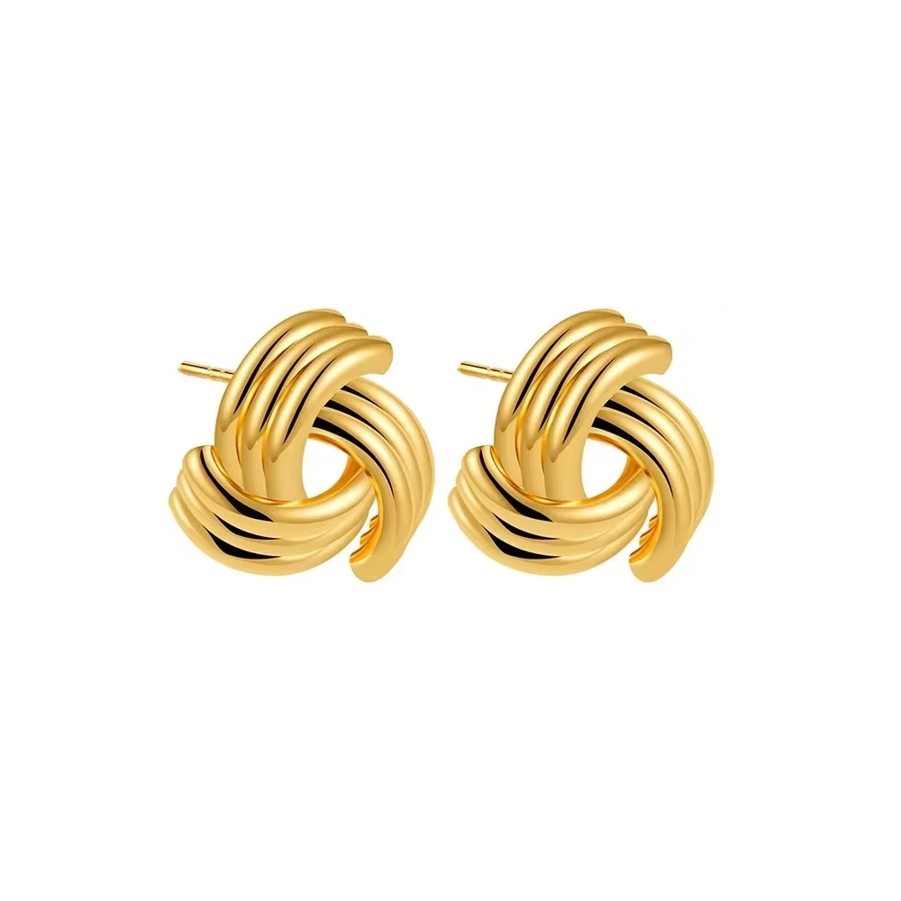 Vintage Texture Gold Plated Stainless Steel Earrings for Women Geometric Circle Twist Statement Earring Fashion Jewelry Bijoux - Image 17