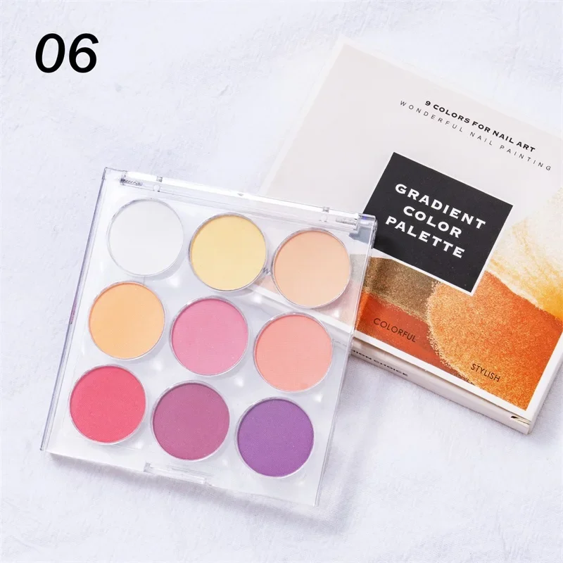 HNDO New Spring Summer 9 in 1 Case Solid Powder Gradient Powder Nail Glitter for Nail Art Decor Manicure Design Pigment Dust - Image 13