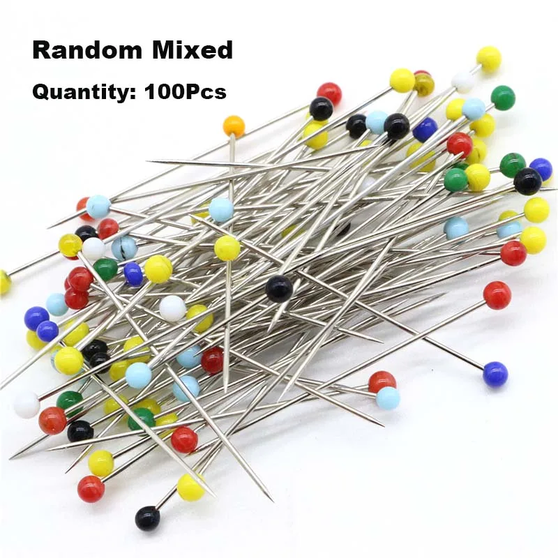 100Pcs/Box 38mm Sewing Pins Glass Ball Multicolor Head Pins Straight Quilting Heads Pins DIY Crafts Sewing Fabric - Image 15
