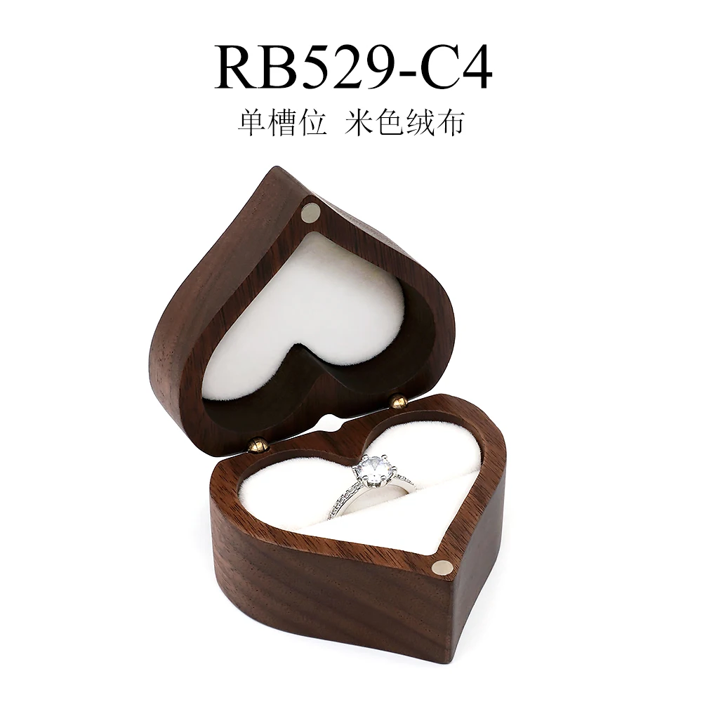 Heart-shaped Wooden Jewelry Box Proposed Jewellery Gift Case Wedding Display Jewelry Storage Organizer Earring Ring Necklace Box - Image 7