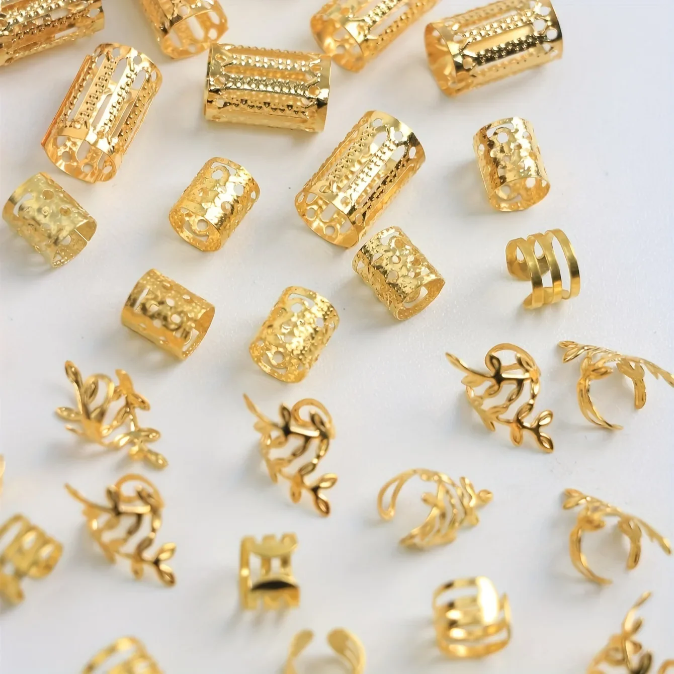40pcs Metal Hair Rings Beads Cuffs Tubes Charms Hollow Out Dread African Hair Braids mix Hair Braider Decoration Accessories - Image 4