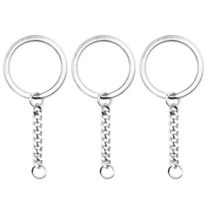 5pcs/lot Polished Whole Stainless Steel Keyring Keychain Split Ring with Short Chain Key Rings Women Men DIY Key Chains