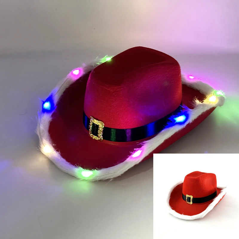 New Arrival Pearlescent Cowboy Hat Dance Costume Decorate Glowing Cowgirl Cap Glowing For Neon NightClub - Image 35