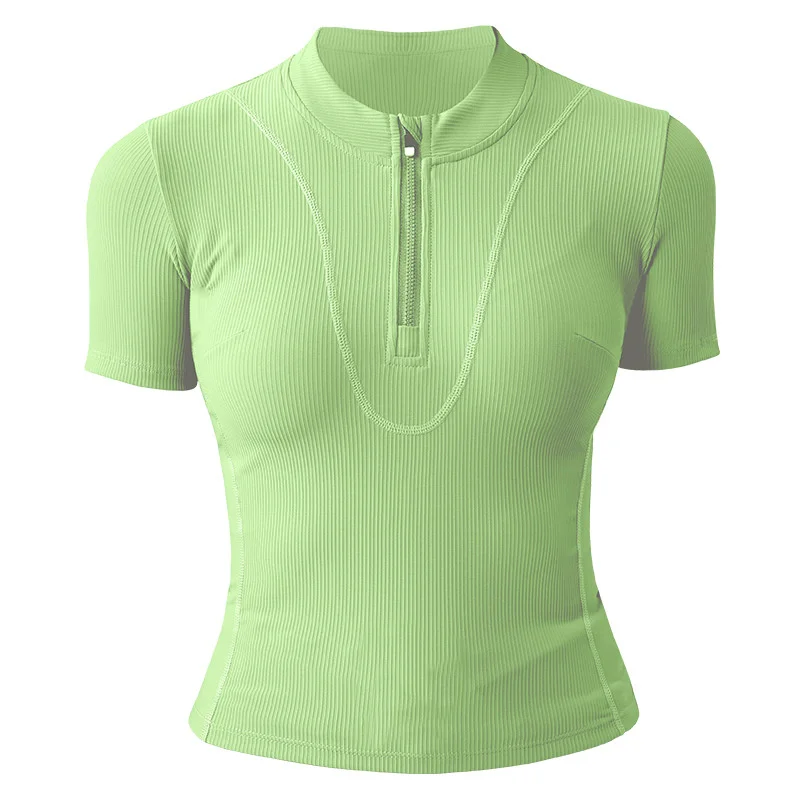 Aiithuug Women Slim Fit Gym Shirts Half Zip Workout Tops Quarter Zip Fitness Shirt Running Quicky Dry Short Sleeve Yoga Tops - Image 9
