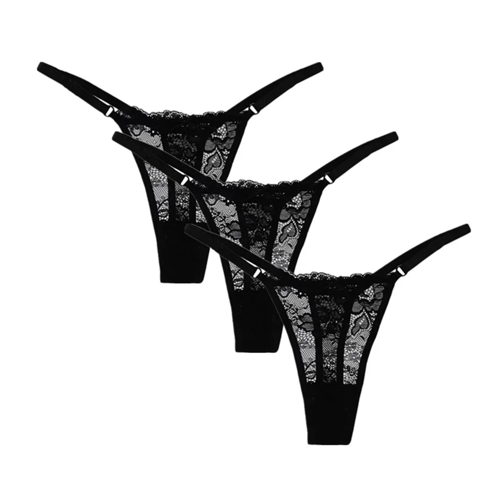 3PCS Adjustable Sexy Transparent Thong Panties Women Lace Underwear Low Waist Female T-back String Underpants - Image 14