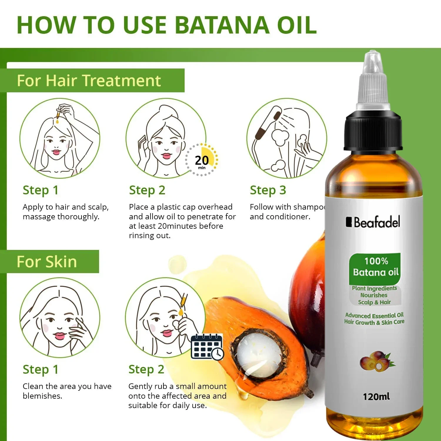 Batana Oil Hair Growth for Men Women Fast Growing Products Essential Oils Ginger Anti Hair Loss Scalp Treatment Hair Care 120ml - Image 3