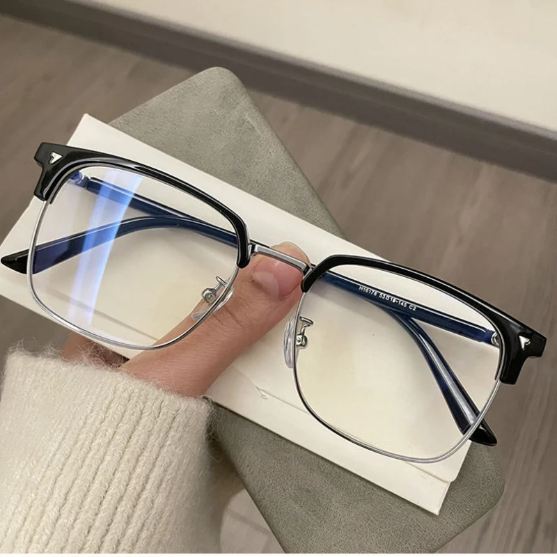 Blue Light Blocking Glasses for Men Women Retro Half Frame Computer Optical Vintage Square Eyewear Anti-radiation Eyeglasses - Image 2